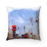 SPRING MOUNTAIN Pillow- Faux Suede Square Pillow Art blue flowers painting