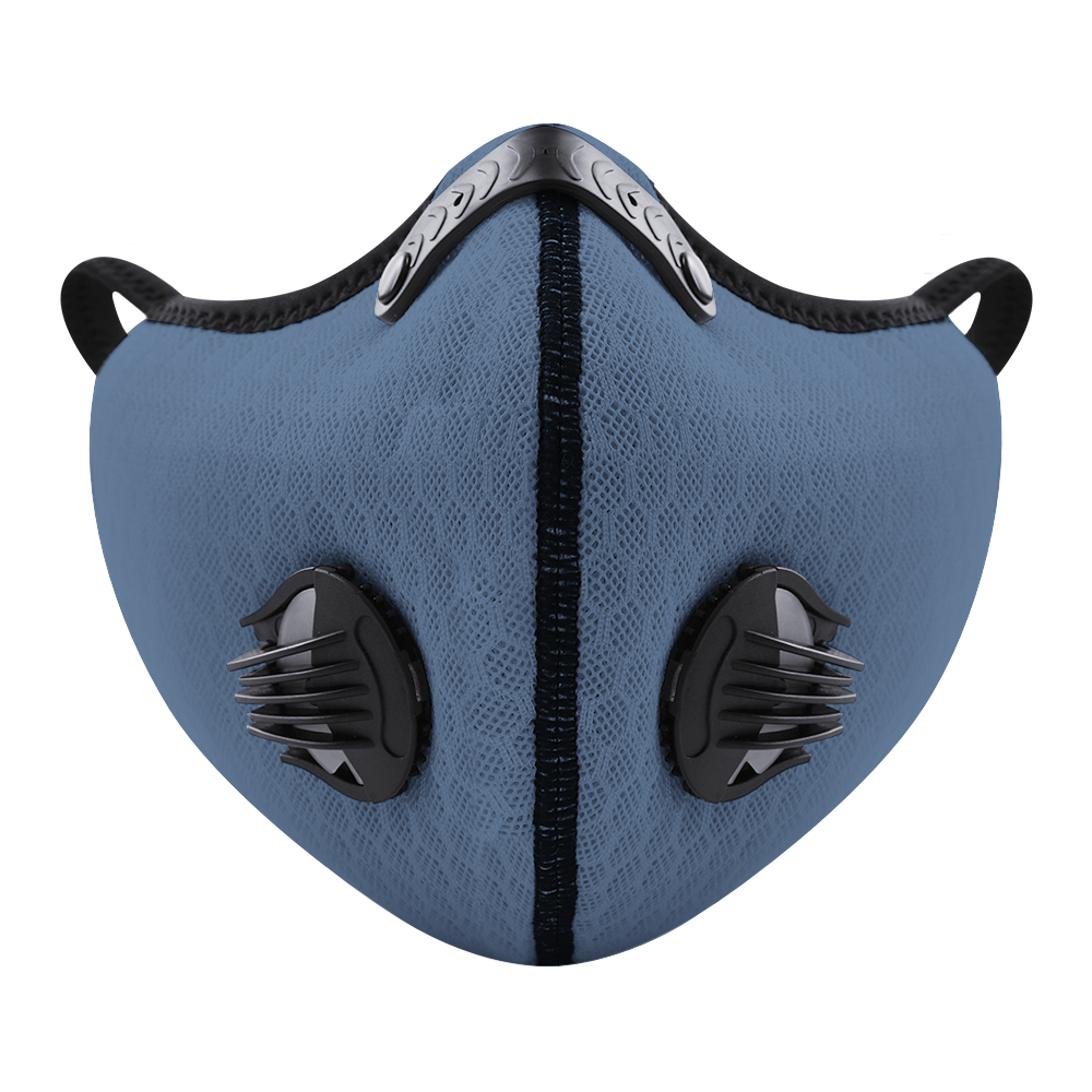 Grey/blue Protective Mask with carbon filter, mesh fabric
