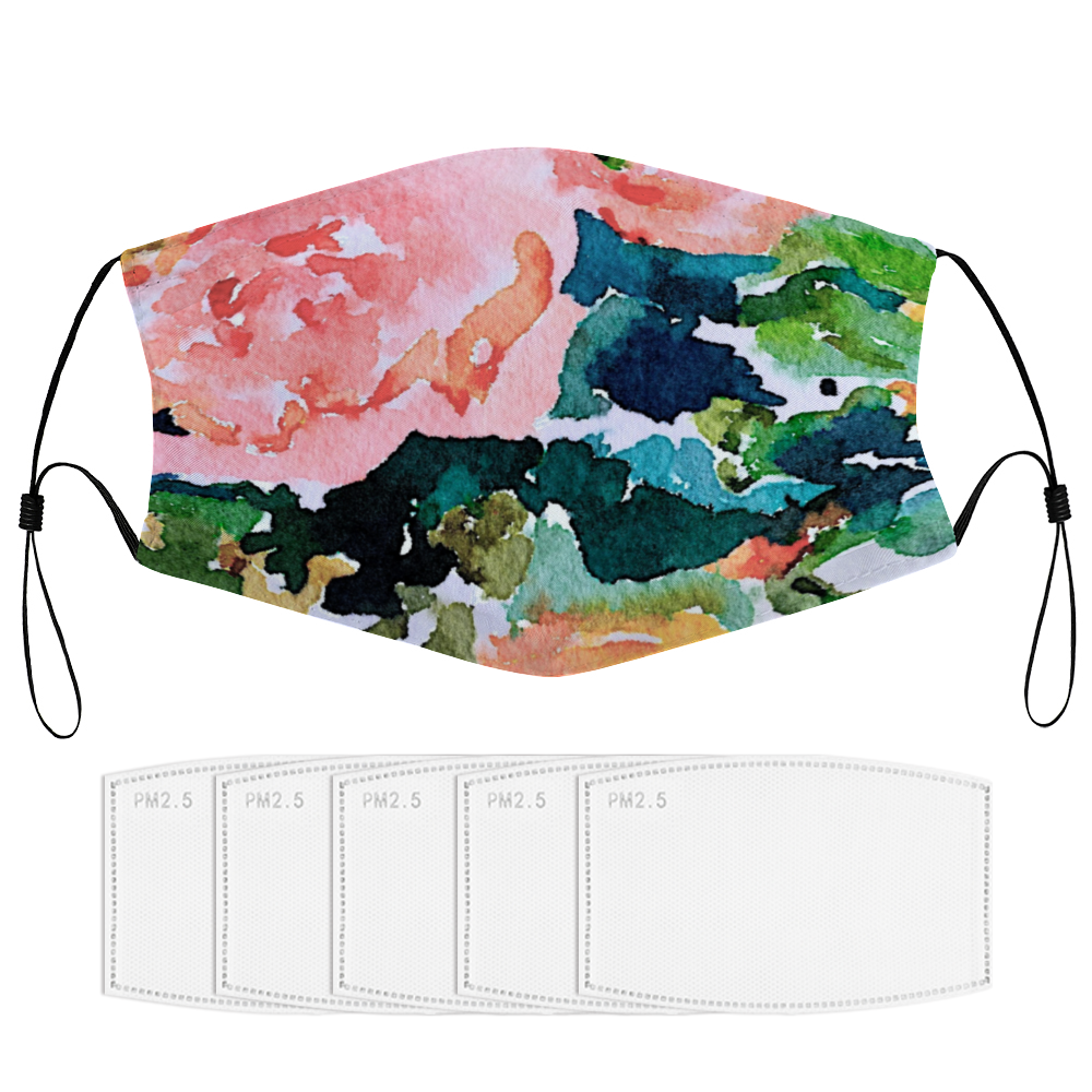 Peach Roses Face Masks Dust Mask with Filter Element, Multiple Spare Filter Cartridges