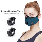 Teal Face Protective Mask with carbon filter, mesh fabric