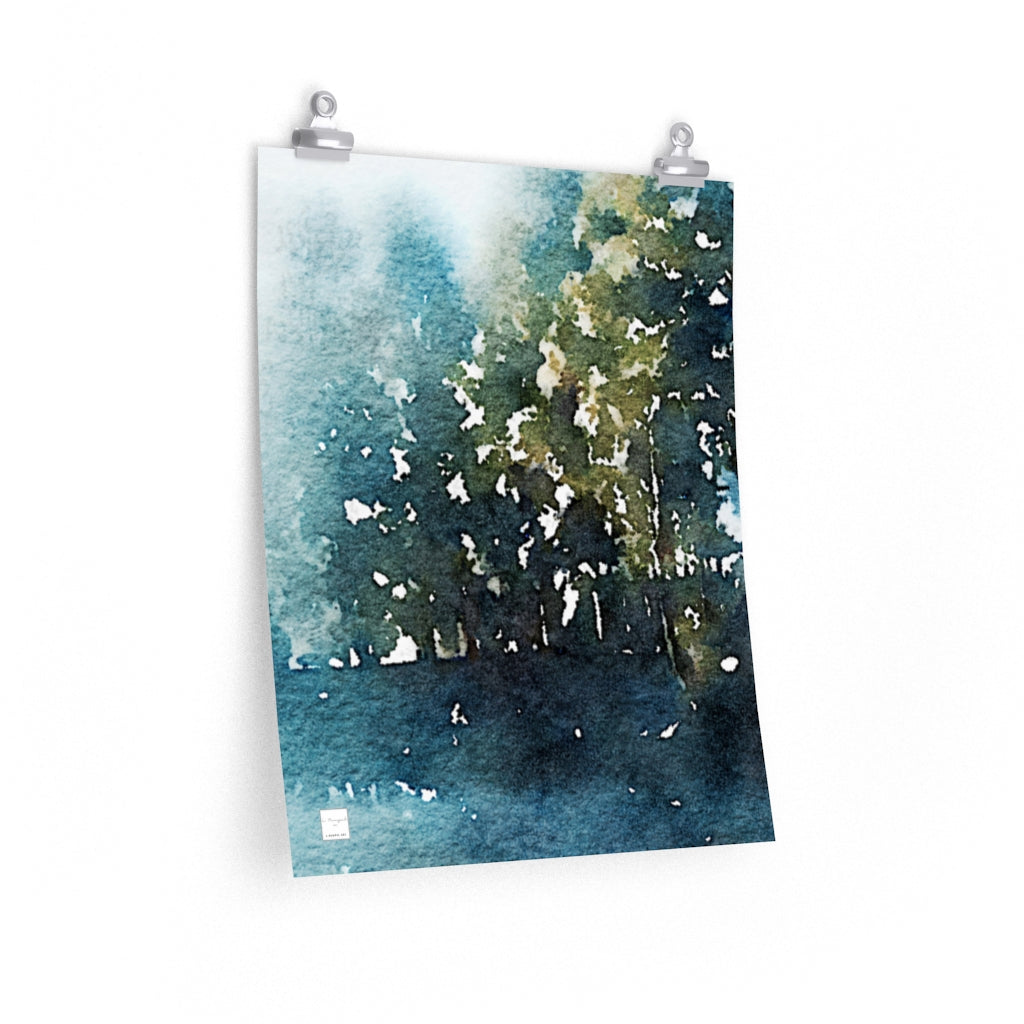Kananaskas Blue Trees Lake Ink print on fine Art paper