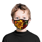 CHILD Size Face Masks - Yellow Sunflower & Red Roses Painting