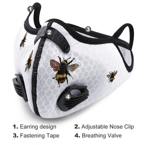 Cutest Little Bumble Bee Face Mask Covers - Mesh & Activated Carbon FILTER
