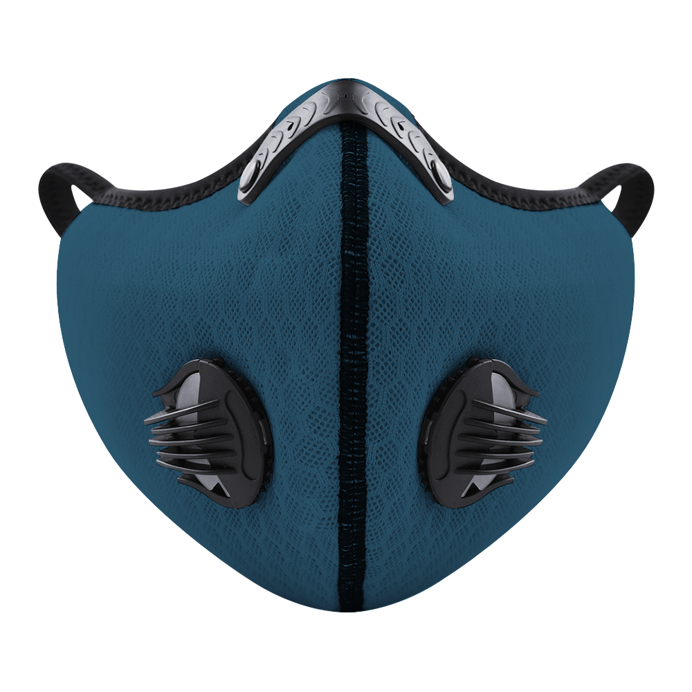 Teal Face Protective Mask with carbon filter, mesh fabric