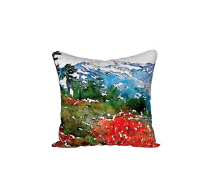 Red Wild Painting- Velvet Pillow CASE 18"x18"